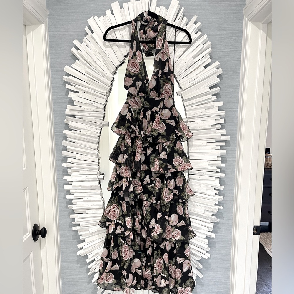 Floral Halter Ruffle Maxi Dress - Picture 3 of 5